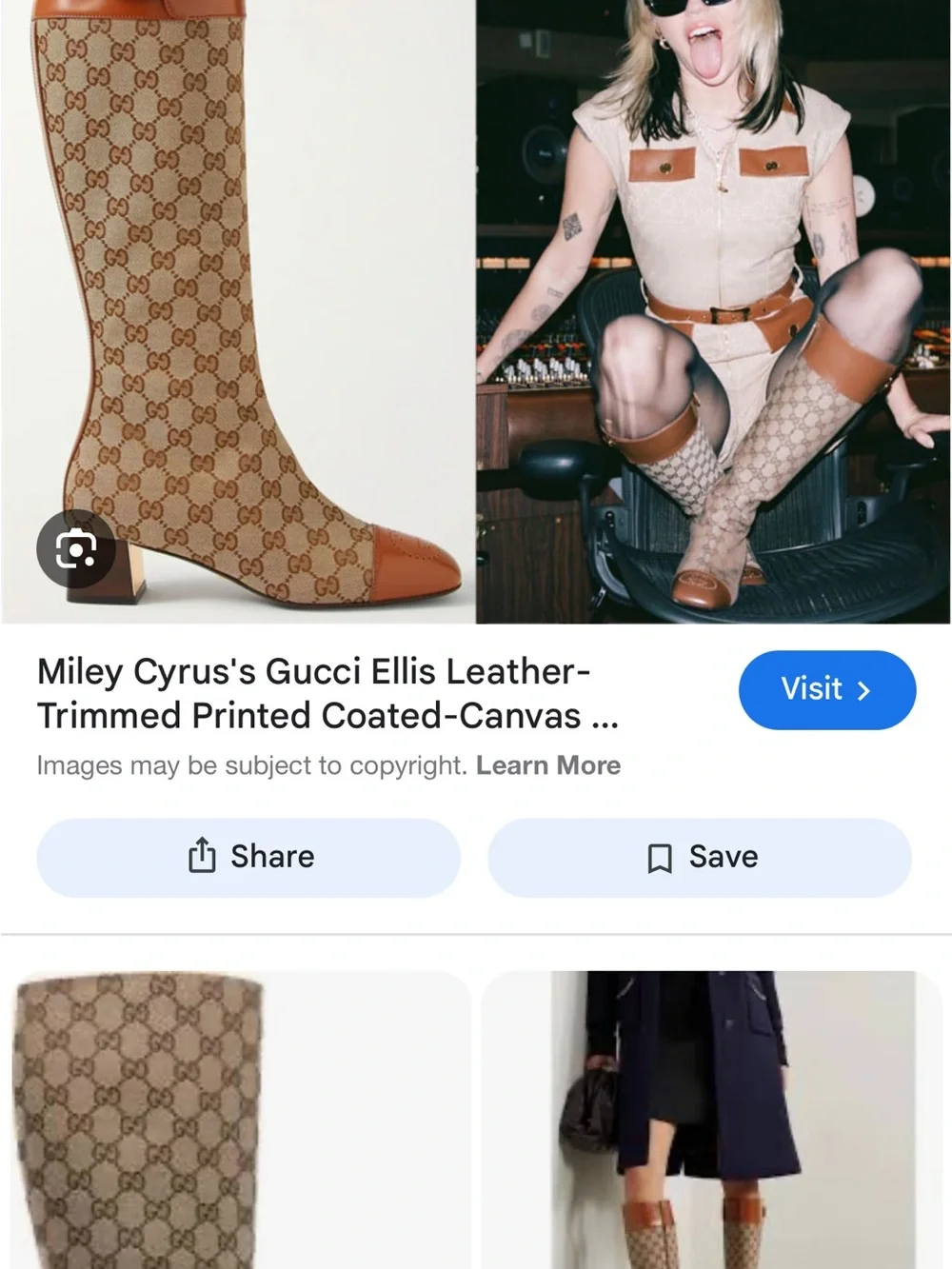 Gucci Beige & Brown Monogram Over-the-Knee Buckle Boot